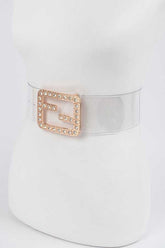 Plus Size Crytal F Logo Transparent Cleared Belt